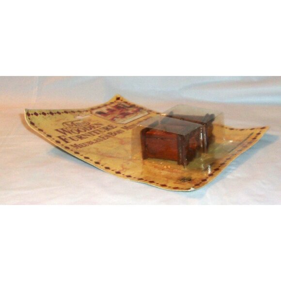 NOS Vintage Dollhouse Furniture - 2 Tables- Bedroom Living Room - Wood Miniature - Picture 3 of 9